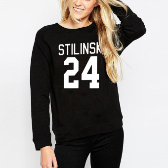 Cyber Women Fashion Casual Round Neck Raglan Long Sleeve Letter Print Sweats Pullover Sweatshirts ( Black ) - intl  