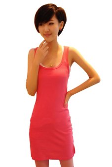 Cyber Women Summer Sexy Bodycon Sleeveless Casual Vest Mini Dress Watermelon Red  