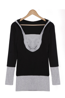 Cyber Women's Long Sleeve Pullover Hoodies Coat Spring Autumn (Black)  