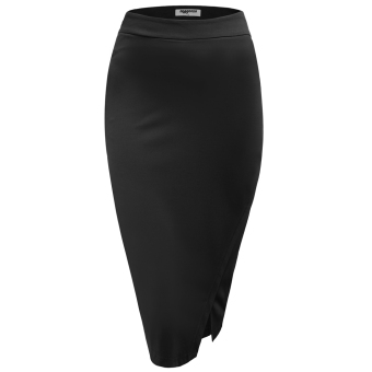 Cyber Zeagoo Fashion Women High Waist Slim Stretch Side Split Pencil Skirt (Black) - intl  