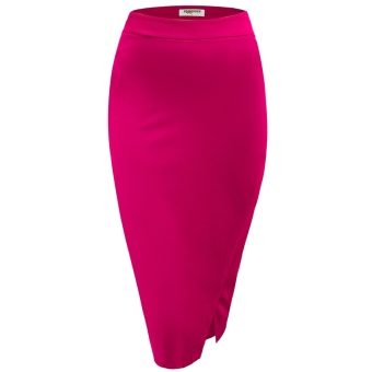 Cyber Zeagoo Fashion Women High Waist Slim Stretch Side Split Pencil Skirt (Pink) - intl  