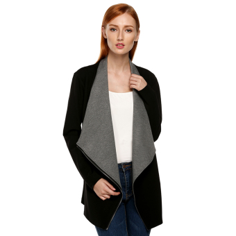 Cyber Zeagoo Stylish 2015 Autumn Winter Women Slim Blazer Outwear Zipper Casual Coat Jacket ( Grey )  