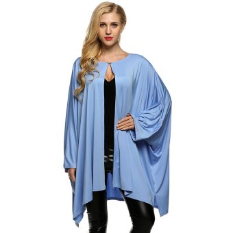 Cyber Zeagoo Women Casual Loose Batwing Long Sleeve Solid Outerwear ( Blue ) - intl  
