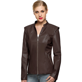 Cyber Zeagoo Women Cool Synthetic Leather Zipper Pocket Jacket Coat Outwear Top - intl  