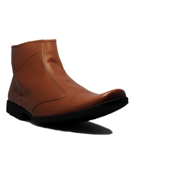 D-Island Shoes Formal Top High Slip On Leather Cokelat  
