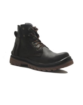 D-Island Shoes Safety Boots Zipper Comfort Leather Dark Brown  