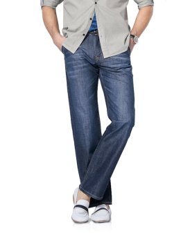 Demon&Hunter Relaxed Series Men's Loose Fit Relaxed Jeans Pants DH8009(Blue)  