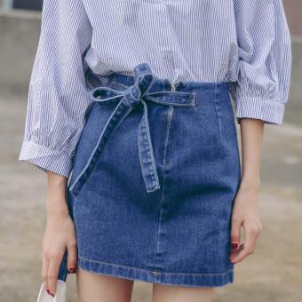 denim skirts package hip skirt female bowknot - intl  