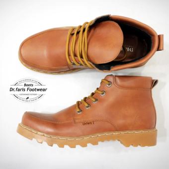 Dr.Faris Sepatu Boots pria Genuine Leather DF301 - Coklat  