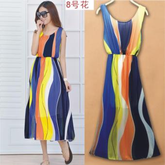 Dress Wanita Motif Bunga Bohemian All Size - Motif 8 - Multi-Color  