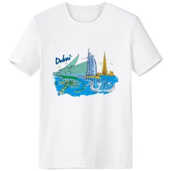 Dubai Vintage Illustration Spring and Summer Fashion Funny Design Tagless Label for Comfort Cotton Sports T-shirt - Intl  