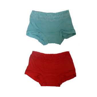 EELIC 1739 Celana Dalam Wanita, 2 Pcs Warna Biru Muda Dan Merah, Desain Renda Halus, Bahan Berkualitas  