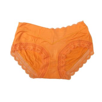 EELIC 3530 Celana Dalam Wanita, Warna Orange, Motif Renda Halus  