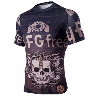 EGC New men's fashion skull digital printing T-shirt slim fast dry clothes 8842  