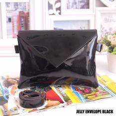 EL PIAZA Tas Selempang Jelly Envelope Hitam - Ransel Mini Ransel Lucu Tas Ransel Sling Bag