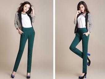 Elastic Waist Harem Pants Female Casual Thin Stretch Pants Trousers Plus Size S-5XL Green - intl  