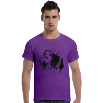 Elegant Lion Cotton Soft Men Short T-Shirt (Purple)   