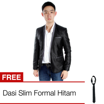 Elfs Shop Jas Blazer Slimfit 6857 - Hitam Metalic + Free Dasi Slim  