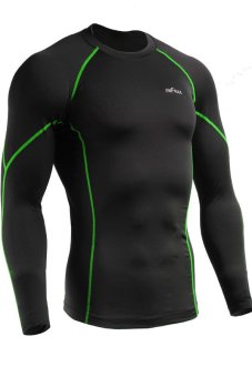 Emfraa Men Compression Base Layer Workout, Running, Gym, Fitness, Yoga Shirts (Black/Green) (EXPORT)  