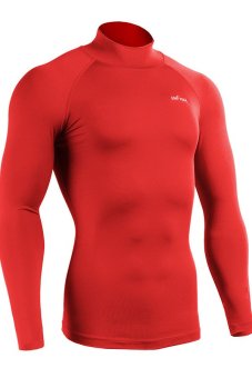 Emfraa Men's Compression Tight Mock-Neck Golf Sport Base Layer Shirts (Red) (EXPORT)  