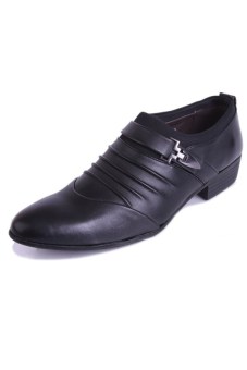England Men's Pointed Korean Fashion Personality Male Wedding Shoes (Black)   
