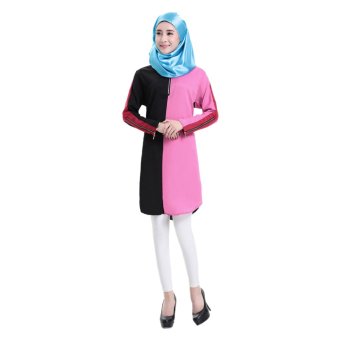 EOZY Fashion Ladies Women Muslim Wear Muslem Dresses Skirts Islam Style Female Muslim COTTON & LINEN Midi Dresses (Rosy)  