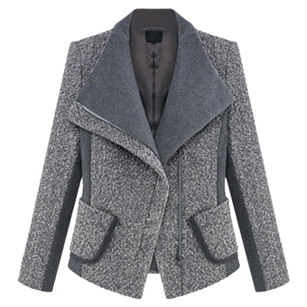 EOZY Fashion Ladies Women Winter Coat Korean Style Female Solid Color Lapel Long Sleeve Thicken Blazer Jacket Outerwear (Grey) - intl  