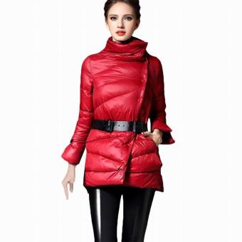 EOZY Fashion Women Down Coat Lady Down Lightweight Jacket Stylish Female Thicken Feather Slim Soft Warm Winter Coat with Belt (Red) - intl  