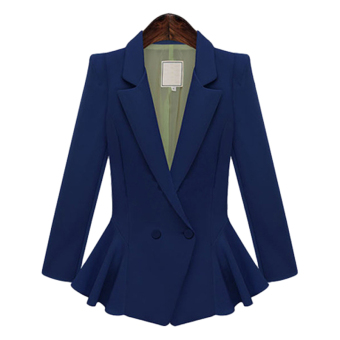 EOZY Korean Style Women Female Lapel Collar Single Breasted Solid Color Leisure Blazer Suit Jacket Outerwear (Dark Blue) - intl  