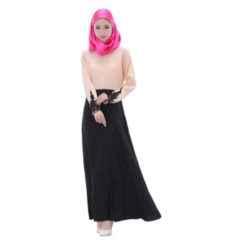EOZY Latest Design Women Muslim Wear Stylish Female Chiffon Long Sleeve Muslim One-piece Dress Size M/L (Black)  
