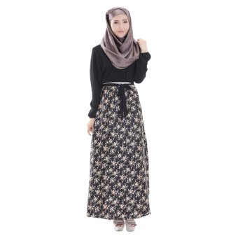 EOZY Stylish Lady Women Muslim Wear Muslem Dresses Islam Style Female Muslim Chiffon One-piece Dresses Size L/XL (Black)  