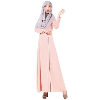 EOZY Trendy Women Muslim Wear Muslim Robes Islam Style Female Long Sleeve Maxi One-piece Dresses Free Size (Pink)  