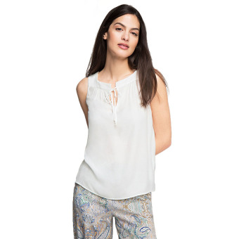 Esprit Floaty Blouse With A Square Neckline - Off White  