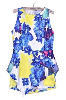 ETOP Women Sleeveless Floral Print Playsuit Short Jumpsuit S-XL (Multicolor) (Intl)  