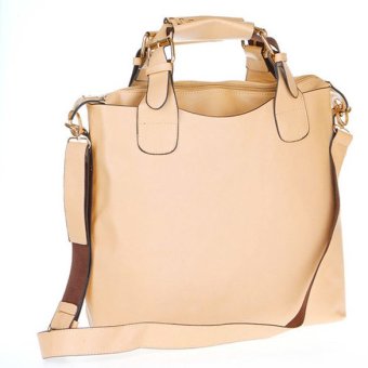 Euramerican Vintage Women Handbag Faux Leather Shopper Tote Bag Khaki- Intl  