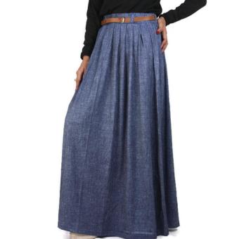 Ezpata Rok Muslim/Panjang Plisir Besar Jersey Merk.Hanna Motif Jeans - Biru  