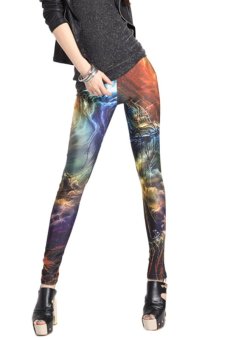 Fancyqube Women Aurora Space Galaxy Graphic Pattern Leggings Pants 77 Multicolor  