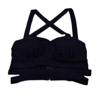 Fang Fang Women Sexy Strap Cami Cross Banded Bralet Bra Bodycon Crop Bustier Top (Black)  