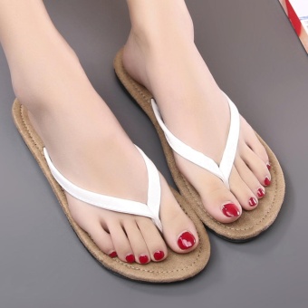 Fashion couples trolls leisure trend men and women slippers beach drag and drop drag flat bottom slippers (white) - intl  