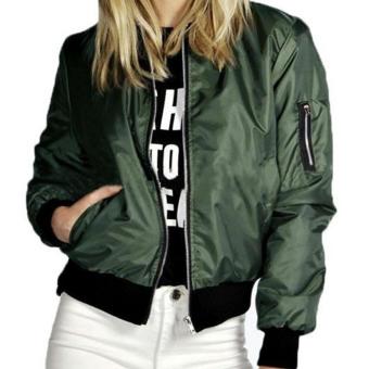 fashion jaket bomber wanita hijau army  