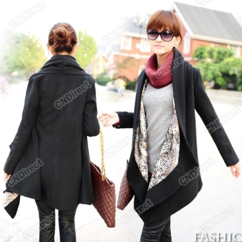 Fashion Korea Grace Women' Woolen Winter Coat Long Cape Clock Jacket Black  