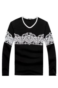 Fashion Korean Autumn and Winter Thick Long Sleeve T-shirt For Men(Black)(INTL)  