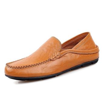 Fashion Leather Slip On Men Driving Moccasins Loafers Casual Shoes Dress 48(Light brown? - intl  