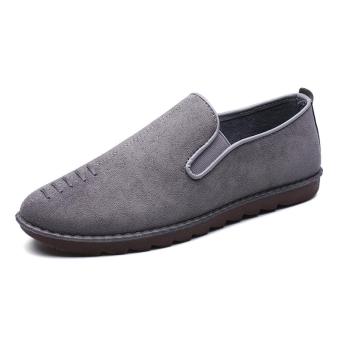 Fashion loafers 2017 men's hot sale lazy shoes flats soft ultralight pu leather loafers (grey) - intl  