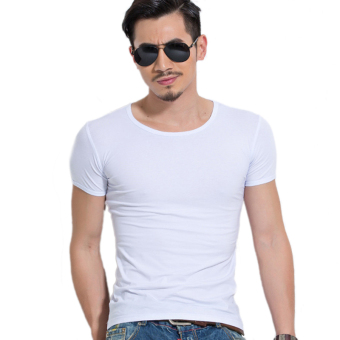 Fashion Men O-Neck Muscle Short Sleeve Slim Fit Shirts T-shirt Fitness Tops Tees White - Intl  
