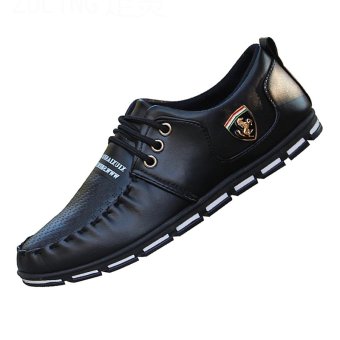 Fashion Men's Casual Business Leather Shoes High Quality Sneaker Size 39-44(Black)  