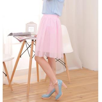 Fashion New Mesh Pleated Skirts Midi A-Line Skirts Hot Sale (Pink) - intl  