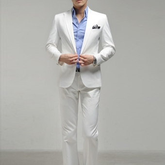 Fashion Pria - Setelan Jas Pria dan Celana Warna Putih  