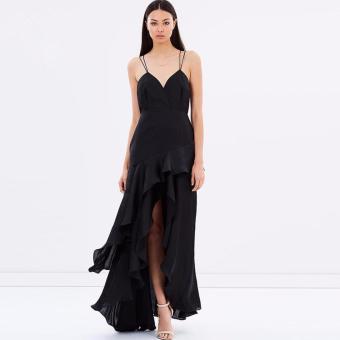 Fashion Sexy Backless Strap Maxi Dress V-neck High Waist Sleeveless Long Dress Black - intl  