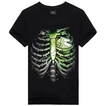 Fashion Skeleton Skull Leisure Solid 3D Print Cotton Men Summer T-shirts  